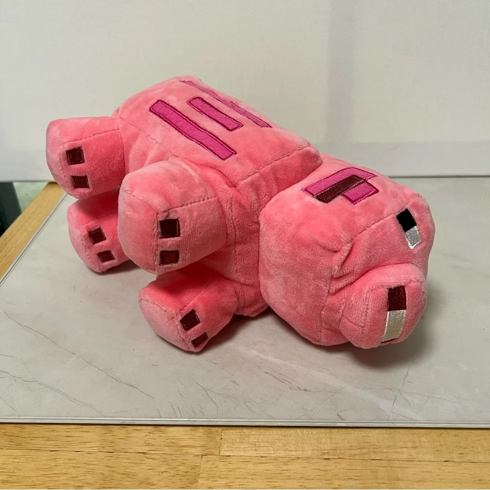 Minecraft MOJANG Studios Pink Plush Pig Toy Stuffed Animal 10”